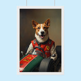 Custom Racing Car Driver Pet Portrait – Personalized Pet Artwork