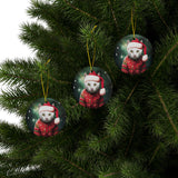 Personalized Ceramic Pet Christmas Theme Ornament - Custom Christmas Ceramic Ornament