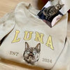 Personalised Pet Portrait Embroidered Sweatshirt with Name & Est. Year