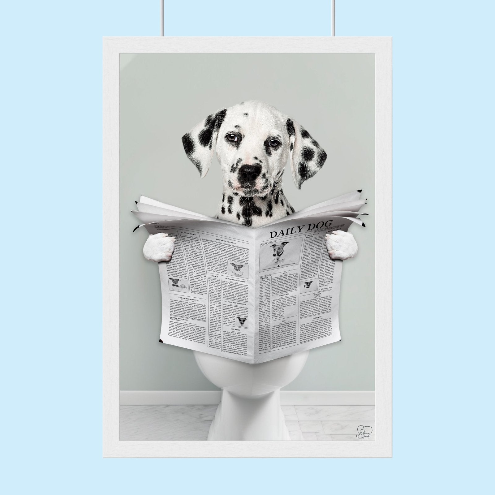 Bathroom Paw Pet Portrait – Funny Custom Pet Art - Bathroom Portrait - 1 Pet - Furr and Family