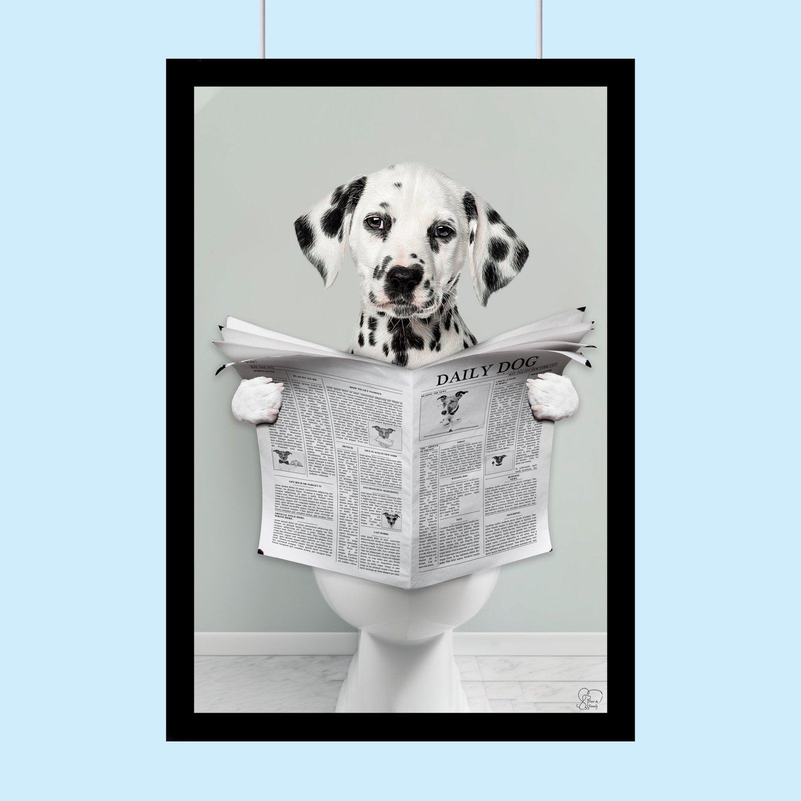 Bathroom Paw Pet Portrait – Funny Custom Pet Art - Bathroom Portrait - 1 Pet - Furr and Family