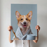 Bathroom Pet Buddy Portrait – Funny Custom Pet Artwork - 1 Pet - Furr and Family