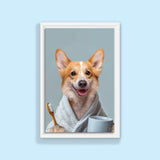 Bathroom Pet Buddy Portrait – Funny Custom Pet Artwork - 1 Pet - Furr and Family