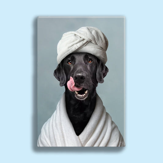 Bathroom Spa Dog Portrait – Funny Custom Pet Art - 1 Pet - Furr and Family