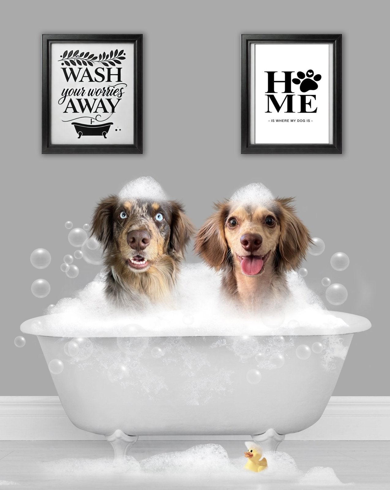 BathTub Bathroom Pet Portrait – Funny Custom Pet Art - 1 Pet - Furr and Family