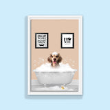 BathTub Bathroom Pet Portrait – Funny Custom Pet Art - 1 Pet - Furr and Family
