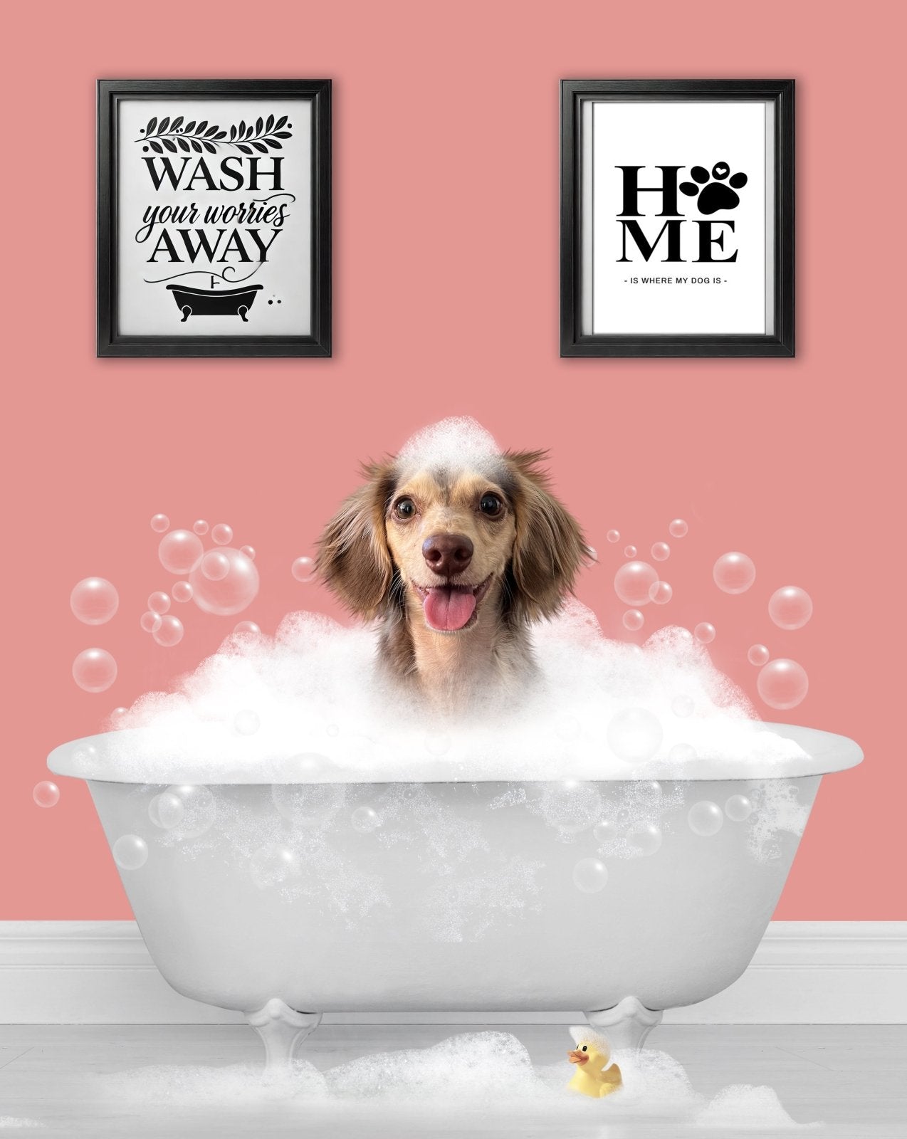 BathTub Bathroom Pet Portrait – Funny Custom Pet Art - 1 Pet - Furr and Family
