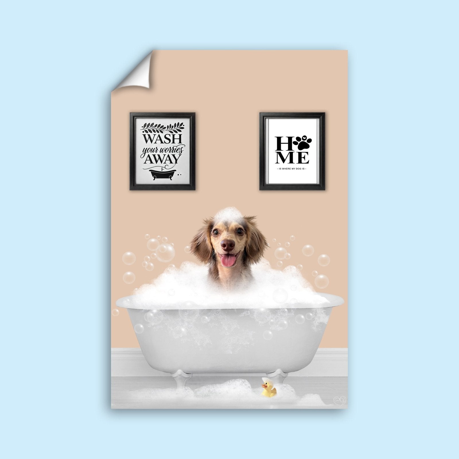 BathTub Bathroom Pet Portrait – Funny Custom Pet Art - 1 Pet - Furr and Family