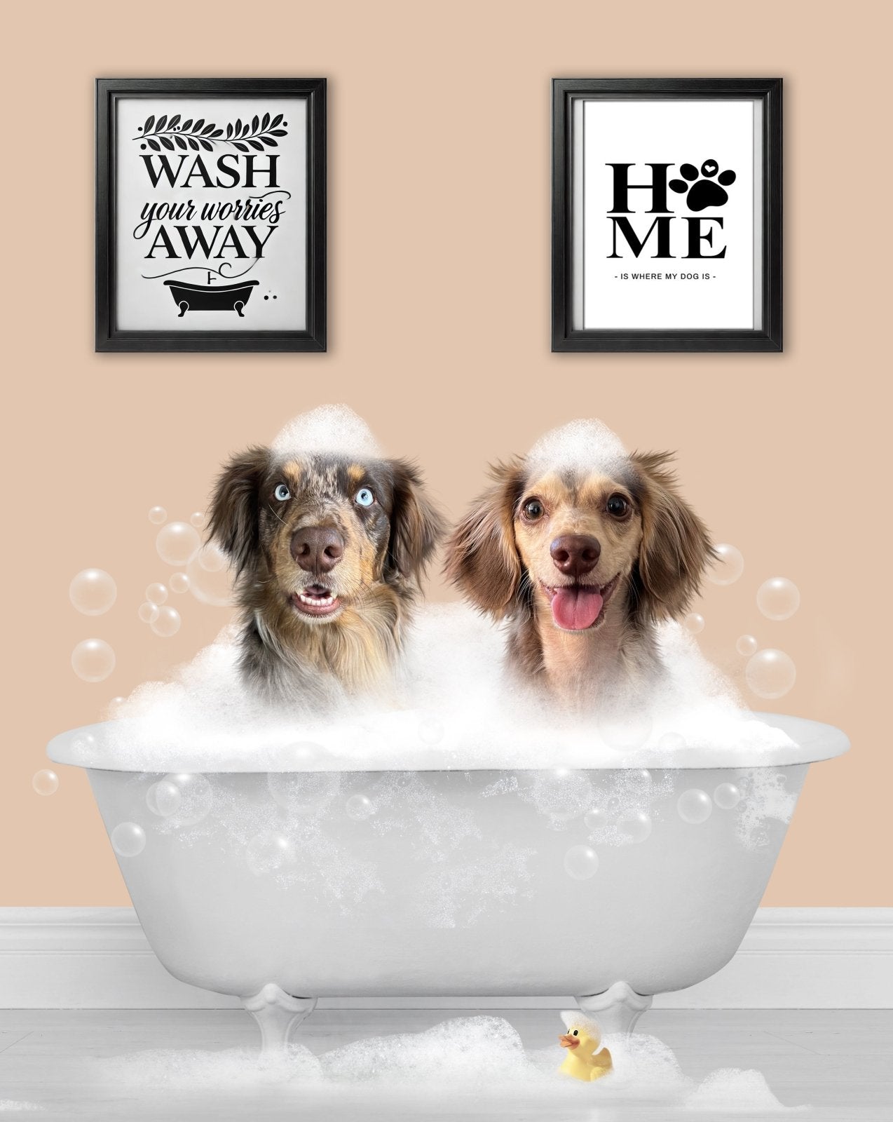 BathTub Bathroom Pet Portrait – Funny Custom Pet Art - 1 Pet - Furr and Family