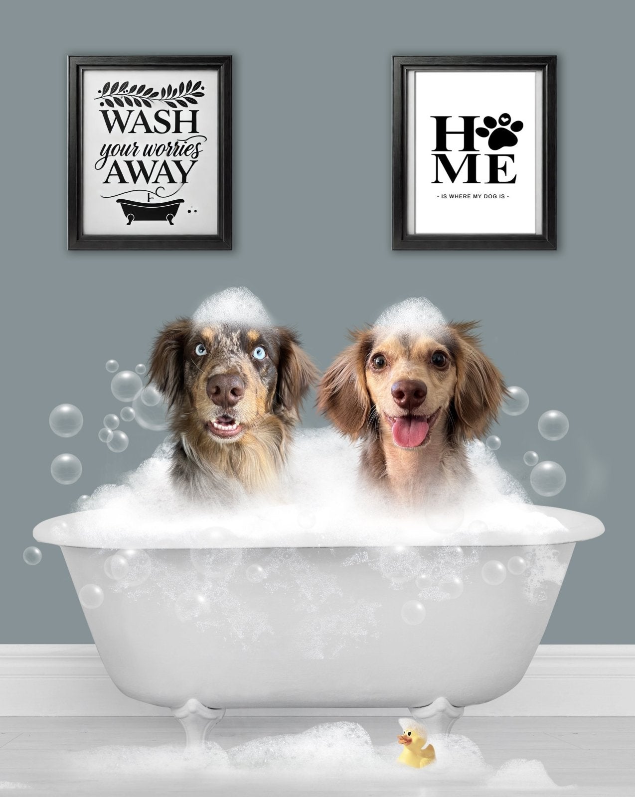 BathTub Bathroom Pet Portrait – Funny Custom Pet Art - 1 Pet - Furr and Family