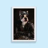 Biker Boss Pet Portrait – Funny Custom Motorcycle Art - 1 Pet - Furr and Family
