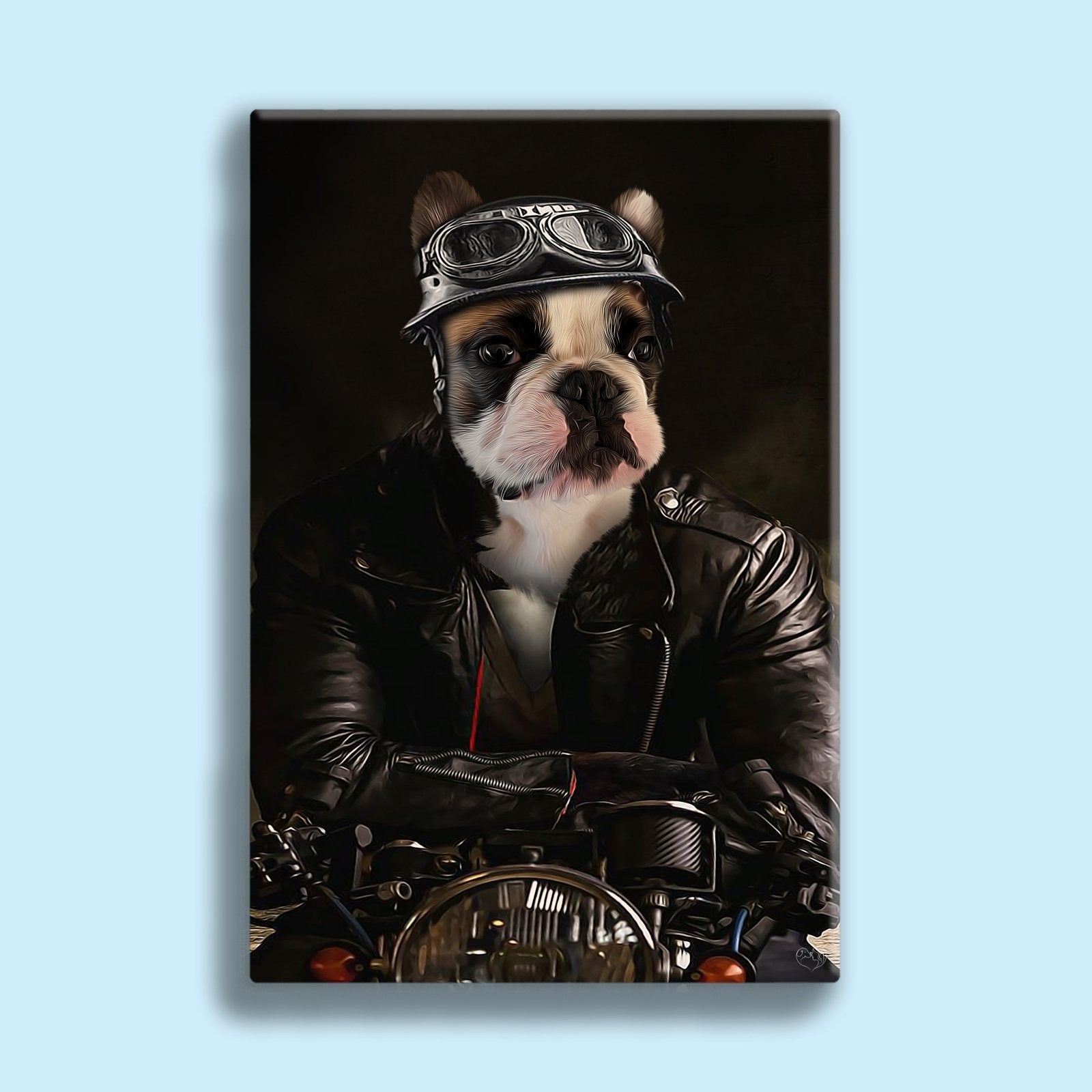 Biker Boss Pet Portrait – Funny Custom Motorcycle Art - 1 Pet - Furr and Family