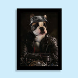 Biker Boss Pet Portrait – Funny Custom Motorcycle Art - 1 Pet - Furr and Family