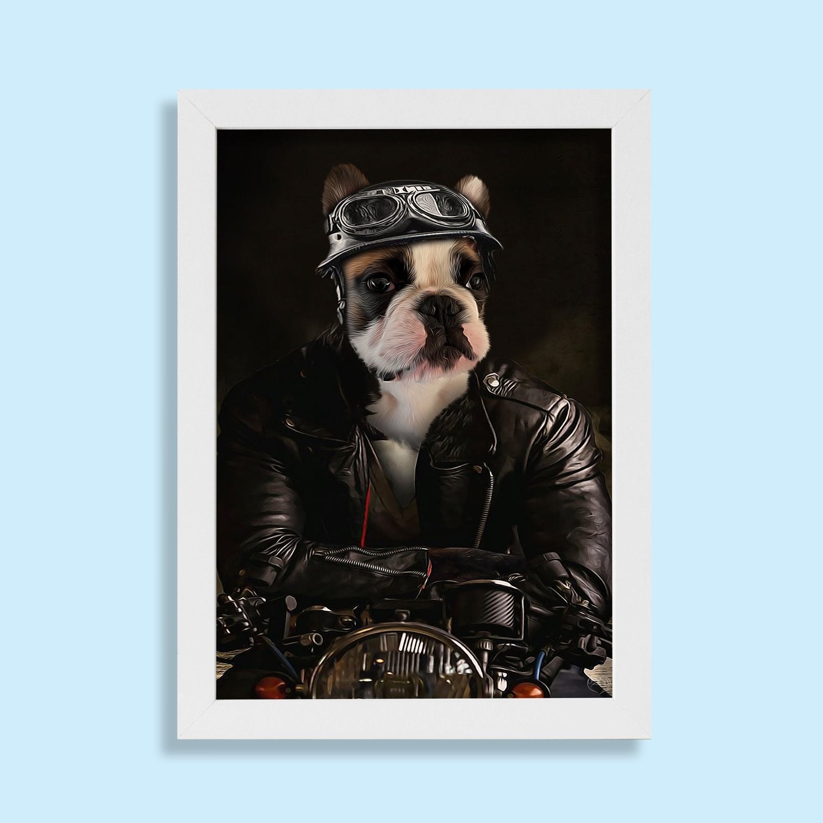 Biker Boss Pet Portrait – Funny Custom Motorcycle Art - 1 Pet - Furr and Family