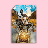 Biker Bros Pet Portrait – Custom Motorcycle Duo Pet Art - 2 Pets - Furr and Family