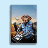 Biker Dog Pet Portrait – Custom Motorcycle Dog Art - 1 Pet - Furr and Family