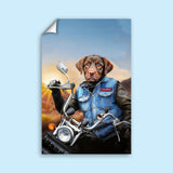 Biker Dog Pet Portrait – Custom Motorcycle Dog Art - 1 Pet - Furr and Family