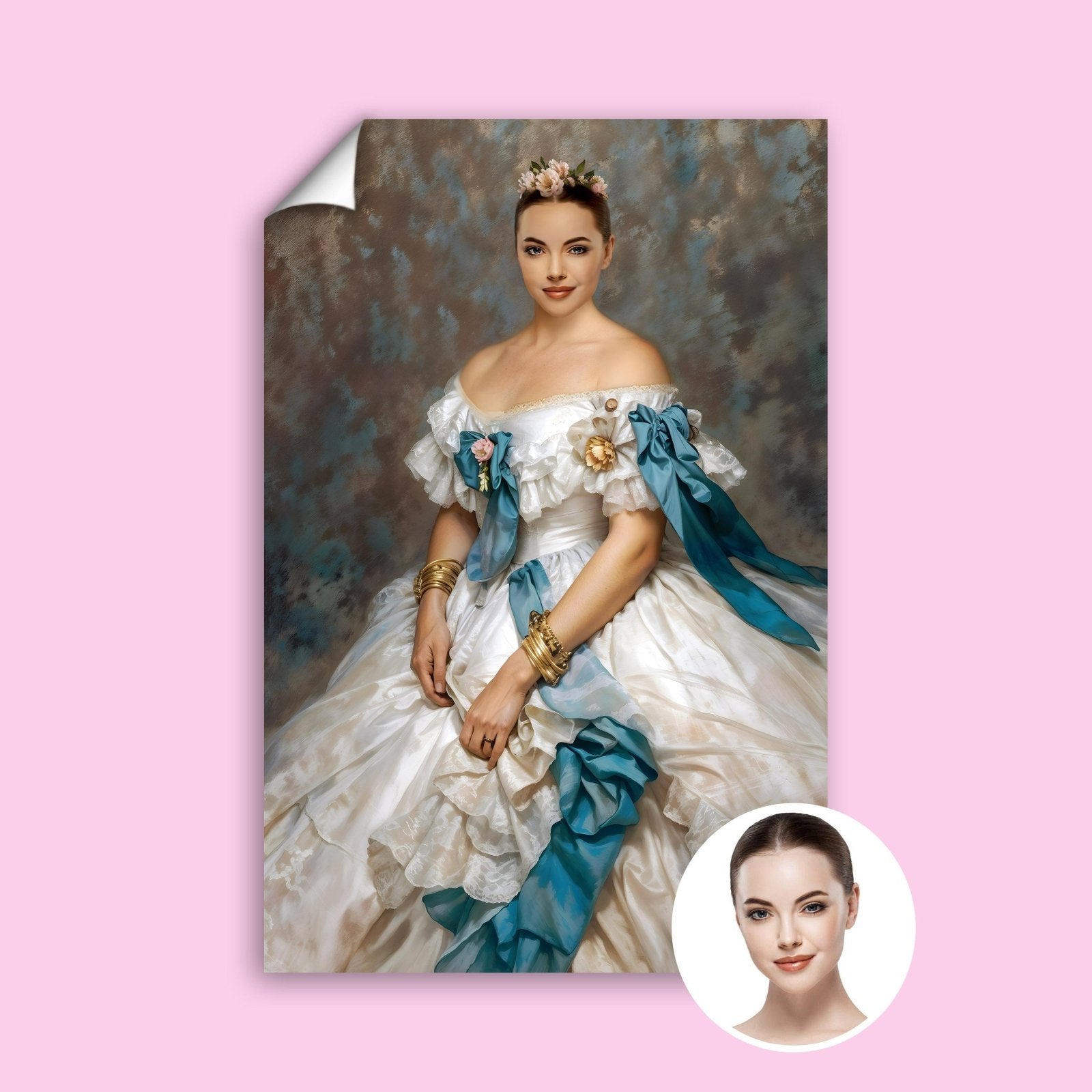 Blue Ribbon Renaissance Queen Custom Art - Human Portrait - Female - Furr and Family