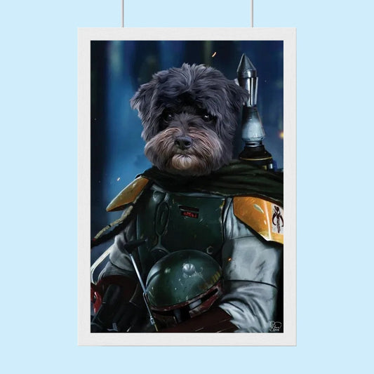 Boba Fett Star Wars Pet Portrait – Custom Mandalorian Pet Art - 1 Pet - Furr and Family