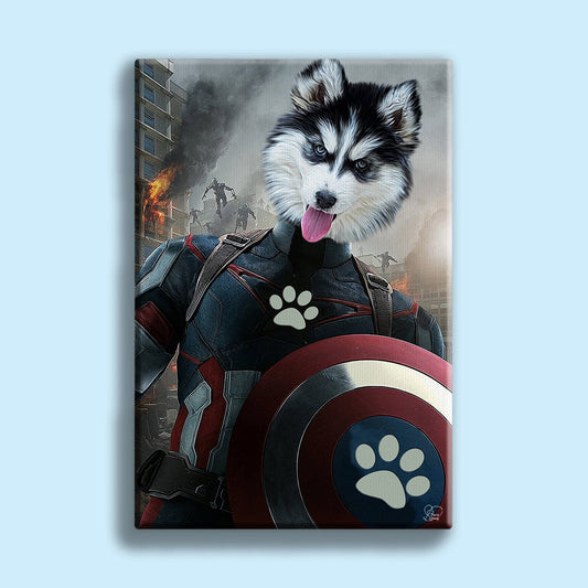 Captain America Pet Portrait – Custom Superhero Artwork - 1 Pet - Furr and Family