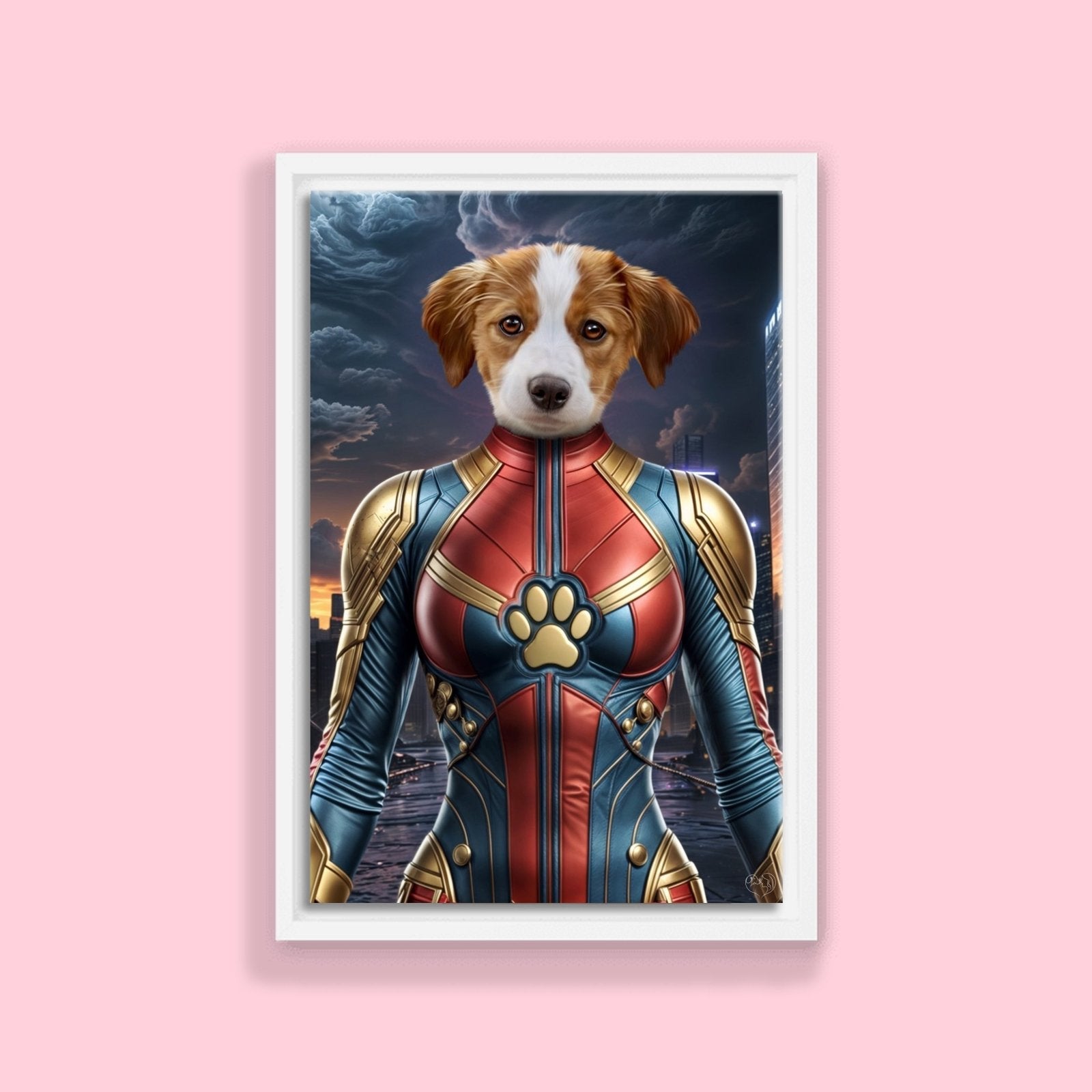 Captain Marvel Pet Portrait – Custom Superhero Art - 1 Pet - Furr and Family