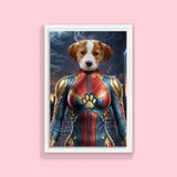 Captain Marvel Pet Portrait – Custom Superhero Art - 1 Pet - Furr and Family