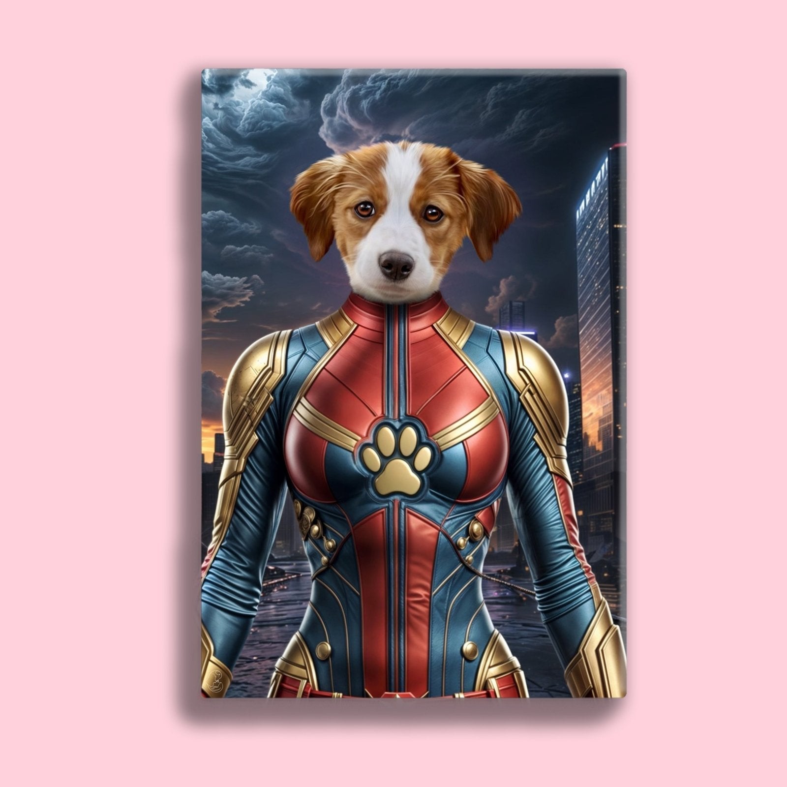Captain Marvel Pet Portrait – Custom Superhero Art - 1 Pet - Furr and Family