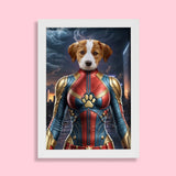 Captain Marvel Pet Portrait – Custom Superhero Art - 1 Pet - Furr and Family