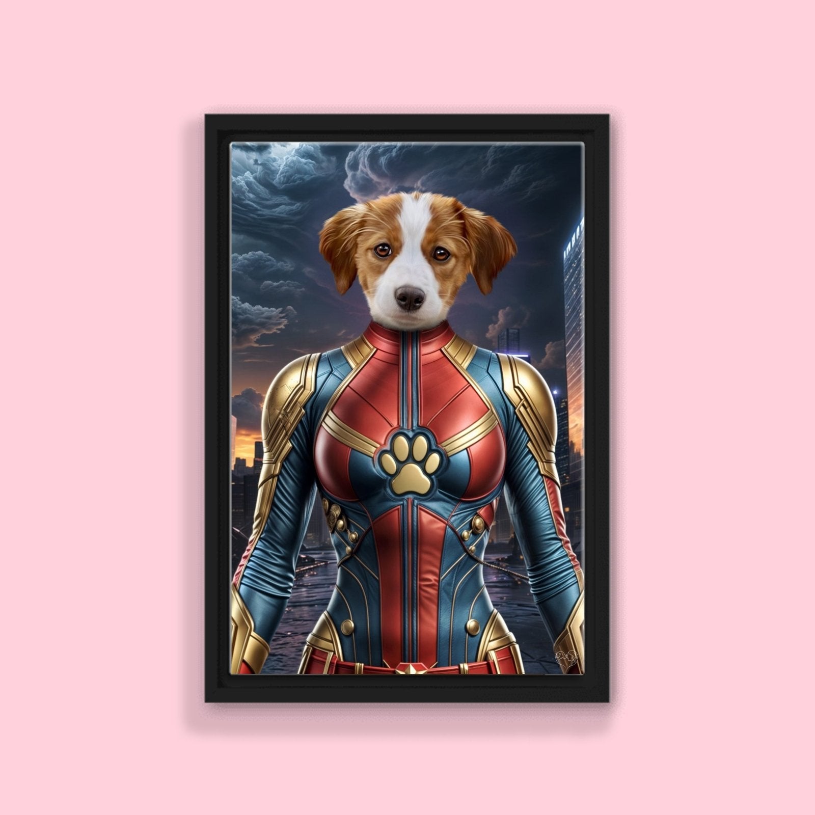Captain Marvel Pet Portrait – Custom Superhero Art - 1 Pet - Furr and Family