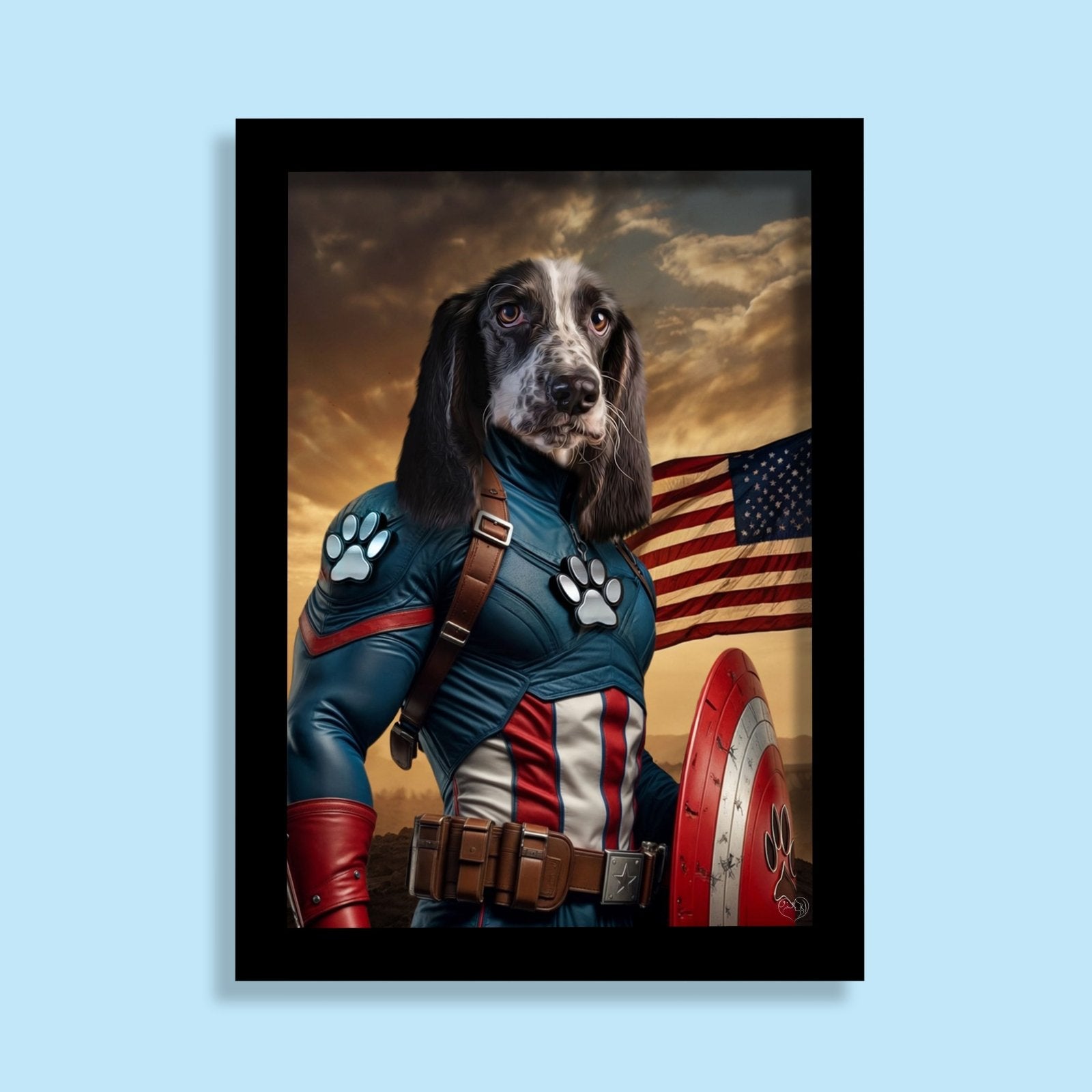 Captain Pet America – Custom Superhero Pet Portrait - 1 Pet - Furr and Family