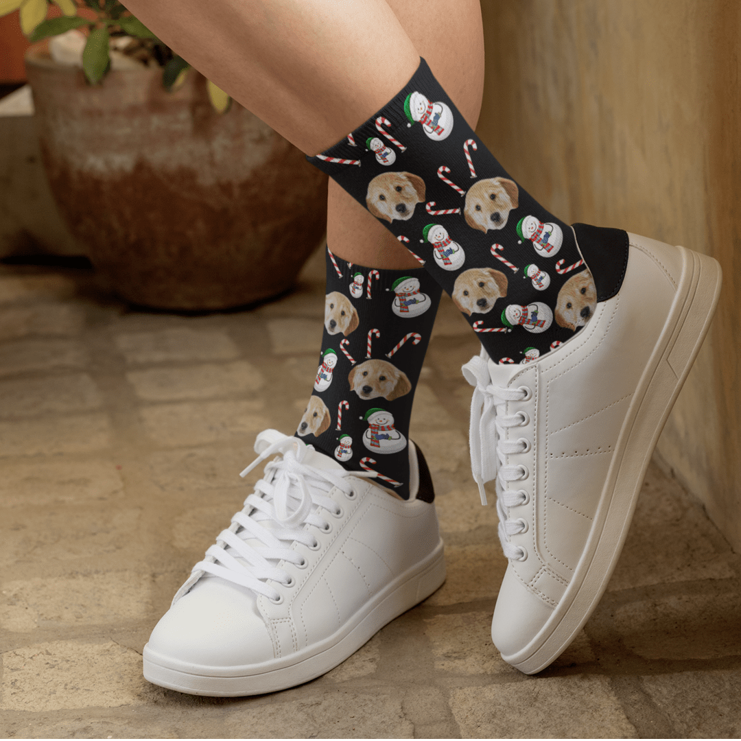 Christmas Santa & Candy Socks | Pet Lover Gift | Fun & Comfortable Socks - Socks - Birthday Gift Socks - Furr and Family