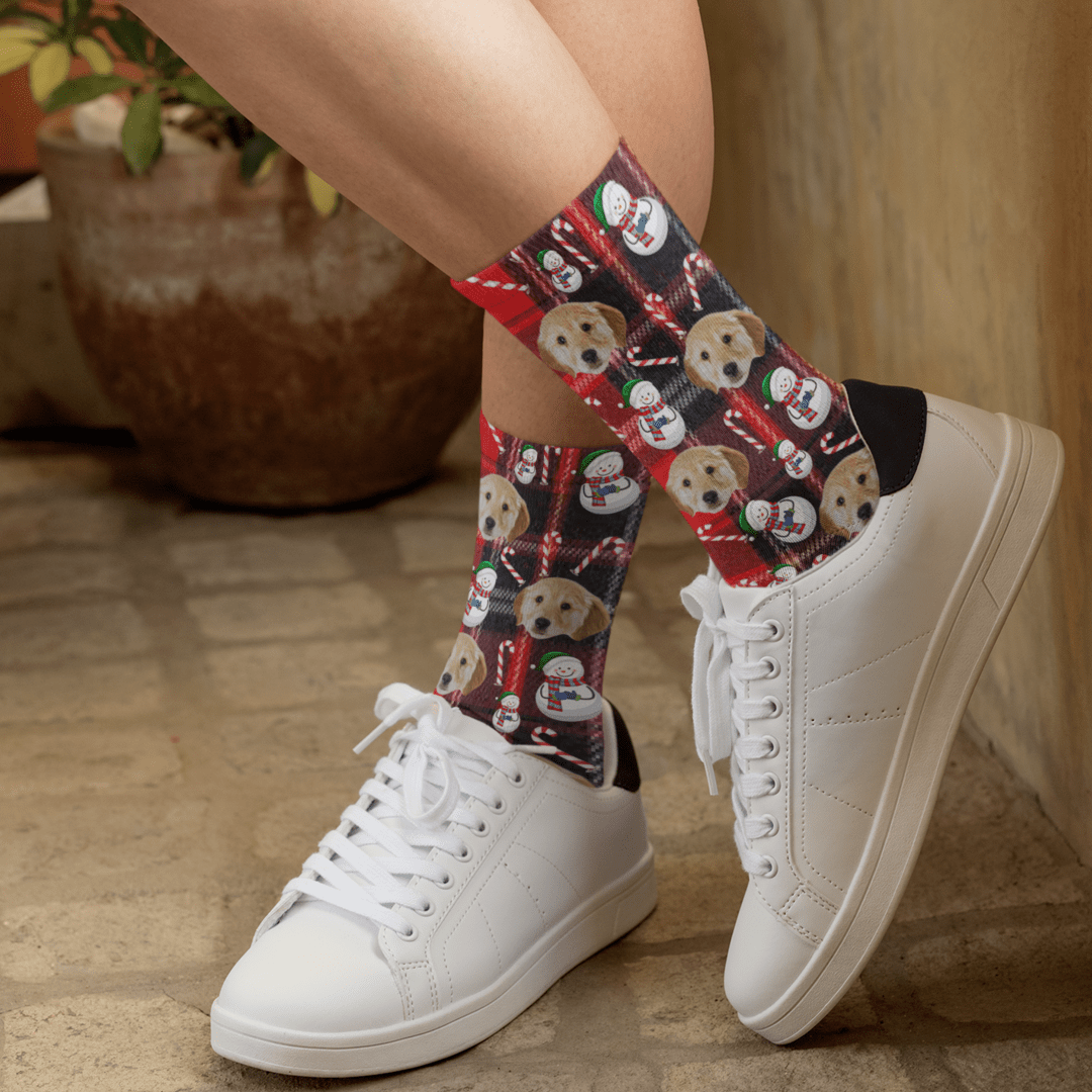 Christmas Santa & Candy Socks | Pet Lover Gift | Fun & Comfortable Socks - Socks - Birthday Gift Socks - Furr and Family