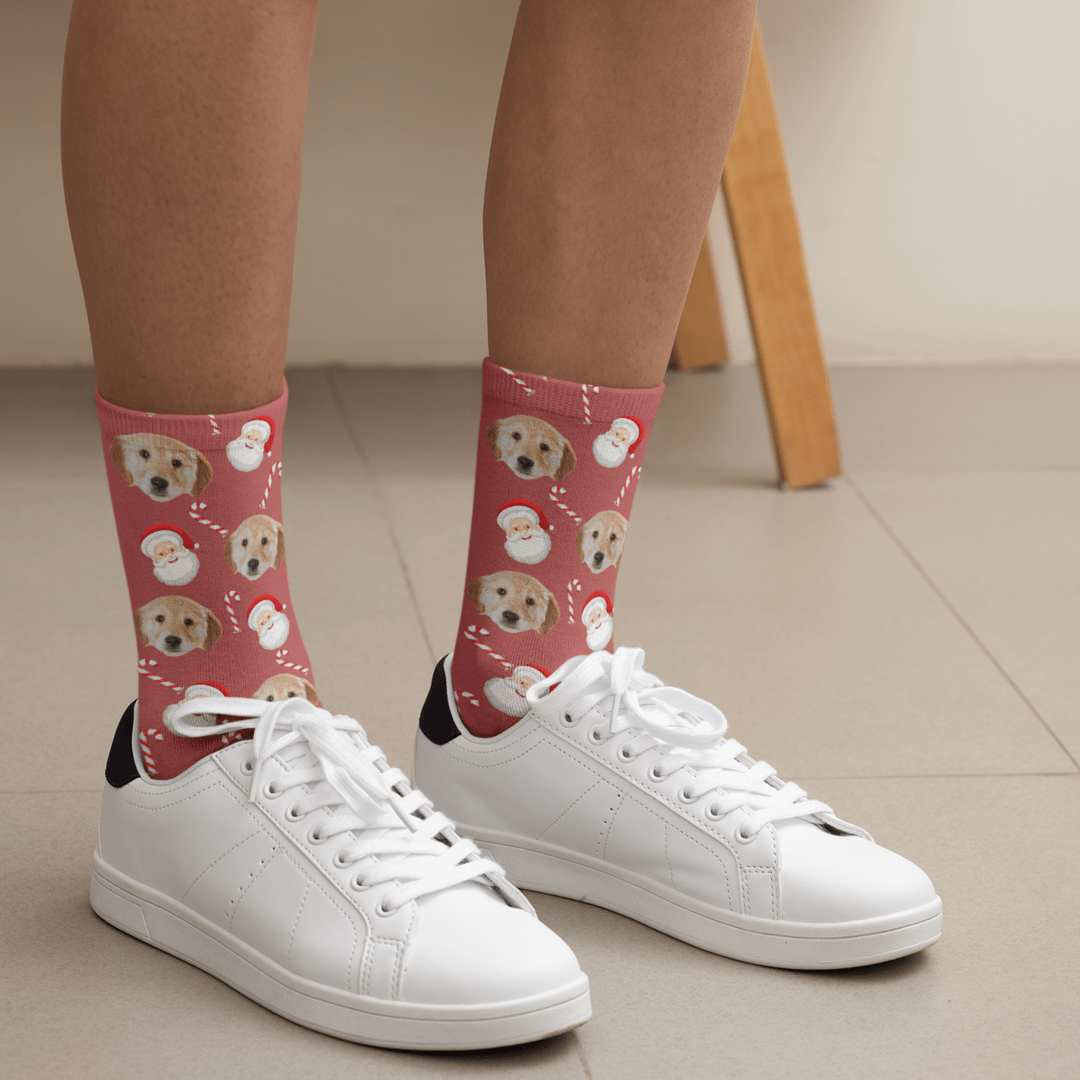 Christmas Santa & Candy Socks | Pet Lover Gift | Fun & Comfortable Socks - Socks - Birthday Gift Socks - Furr and Family