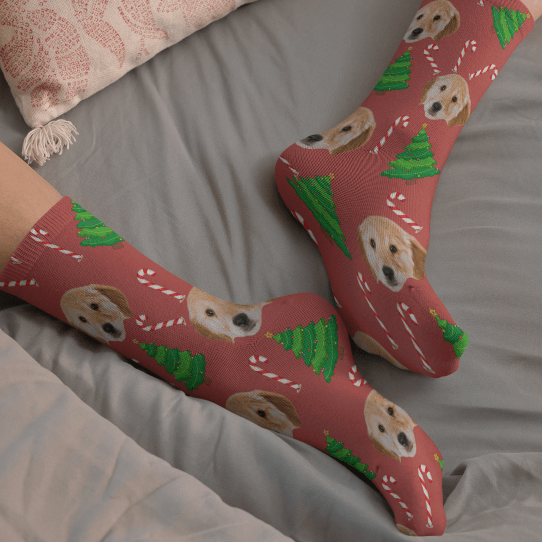 Christmas Tree & Candy Socks | Pet Lover Gift | Fun & Comfortable Socks - Socks - Birthday Gift Socks - Furr and Family