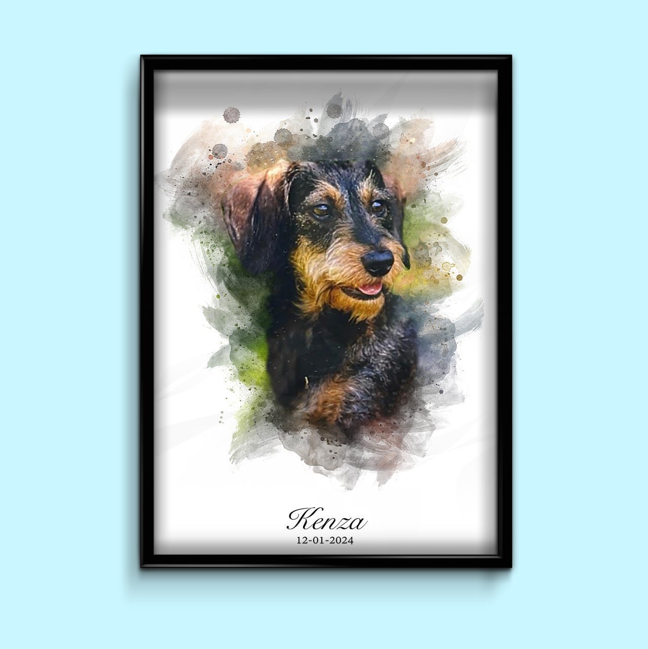 Classic Watercolor Pet Art – Custom Watercolor Pet Portrait - 1 Pet - Furr and Family