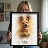 Classic Watercolor Pet Art – Custom Watercolor Pet Portrait - 1 Pet - Furr and Family