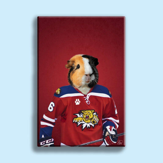 Custom Animal Ice Hockey Portrait – Personalized Sports Pet Art - 1 Pet - Furr and Family