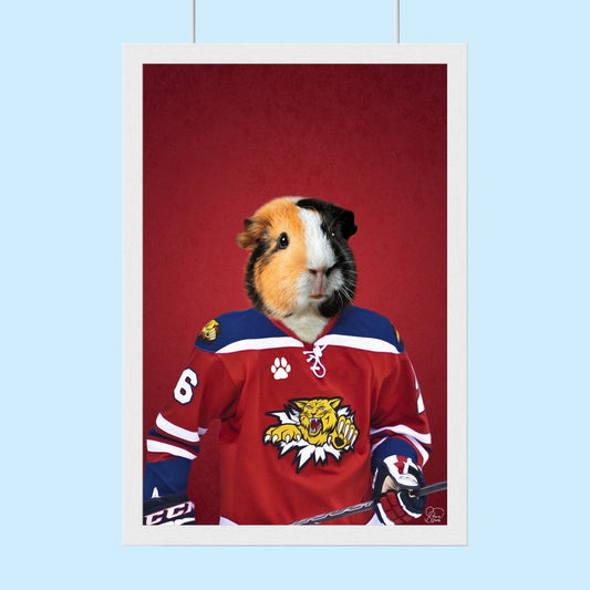 Custom Animal Ice Hockey Portrait – Personalized Sports Pet Art - 1 Pet - Furr and Family