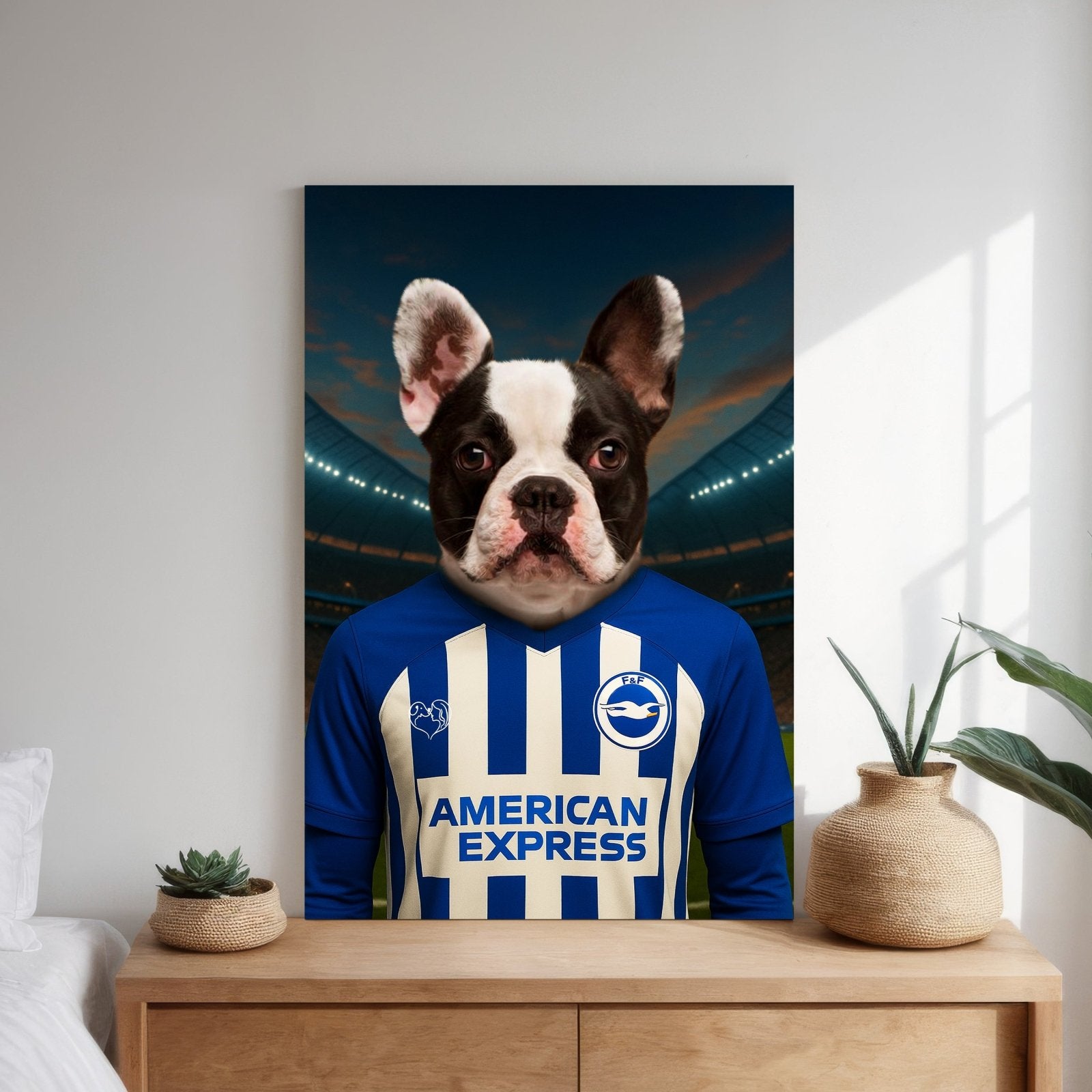 Custom Brighton & Hove Albion Pet Portrait - Pet Sports Theme - 1 Pet - Furr and Family