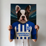 Custom Brighton & Hove Albion Pet Portrait - Pet Sports Theme - 1 Pet - Furr and Family
