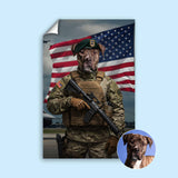 Custom Green Beret Pet Portrait | US Army Special Forces Art - military art - 1 Pet - Furr and Family