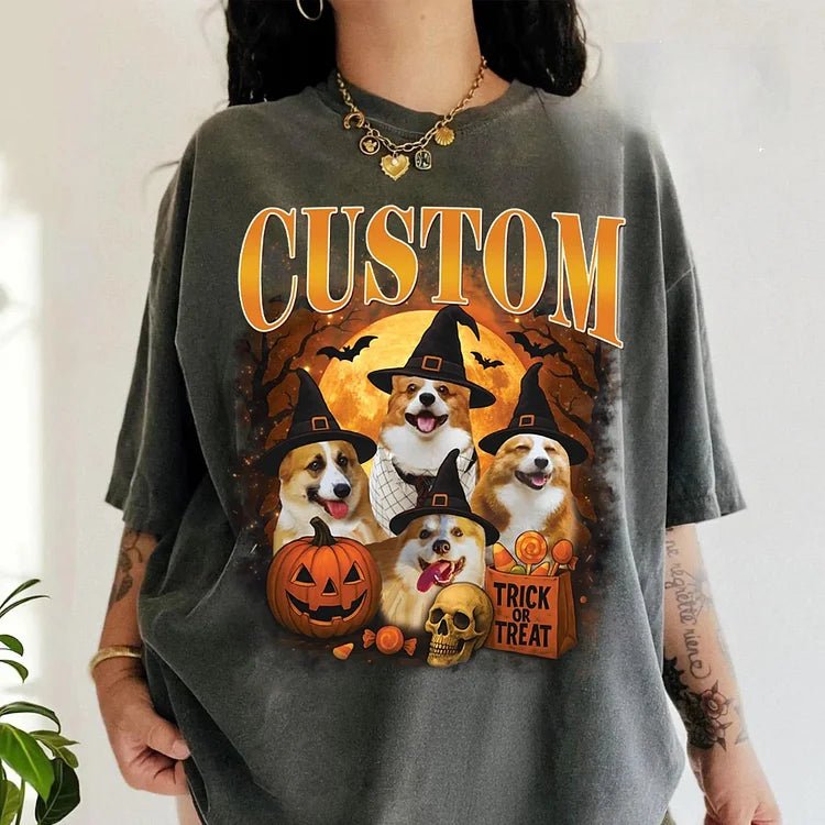 Custom Halloween Wizard Hat Style Pet Mom & Dad Tshirts - Sweatshirts & Hoodies - Vintage Print Apparel - 1 Pet - Furr and Family