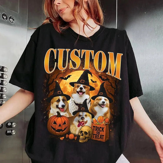 Custom Halloween Wizard Hat Style Pet Mom & Dad Tshirts - Sweatshirts & Hoodies - Vintage Print Apparel - 1 Pet - Furr and Family