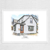 Custom Home Portrait Traditional Gift - Home Portrait - Canvas - Furr and Family