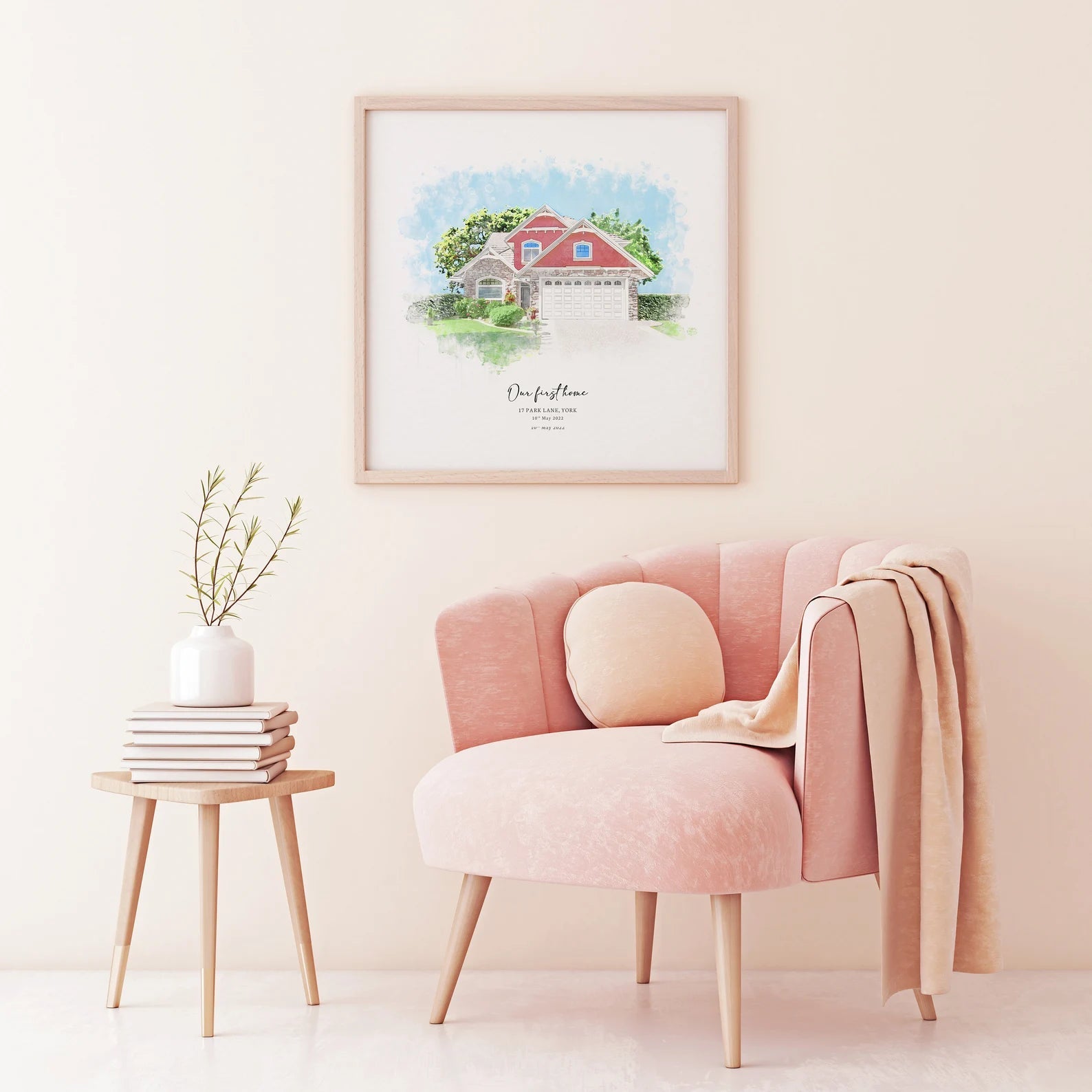 Custom Home Portrait Traditional Gift - Home Portrait - Canvas - Furr and Family