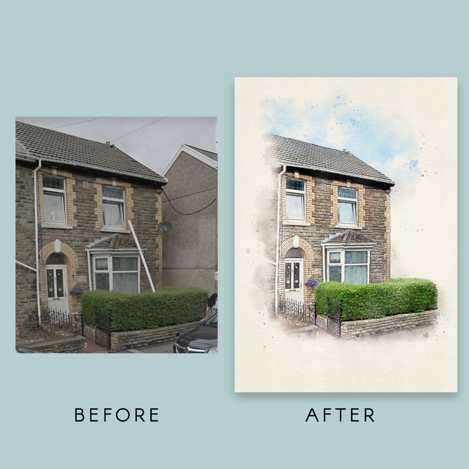 Custom Home Portrait Traditional Gift - Home Portrait - Canvas - Furr and Family