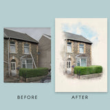 Custom Home Portrait Traditional Gift - Home Portrait - Canvas - Furr and Family