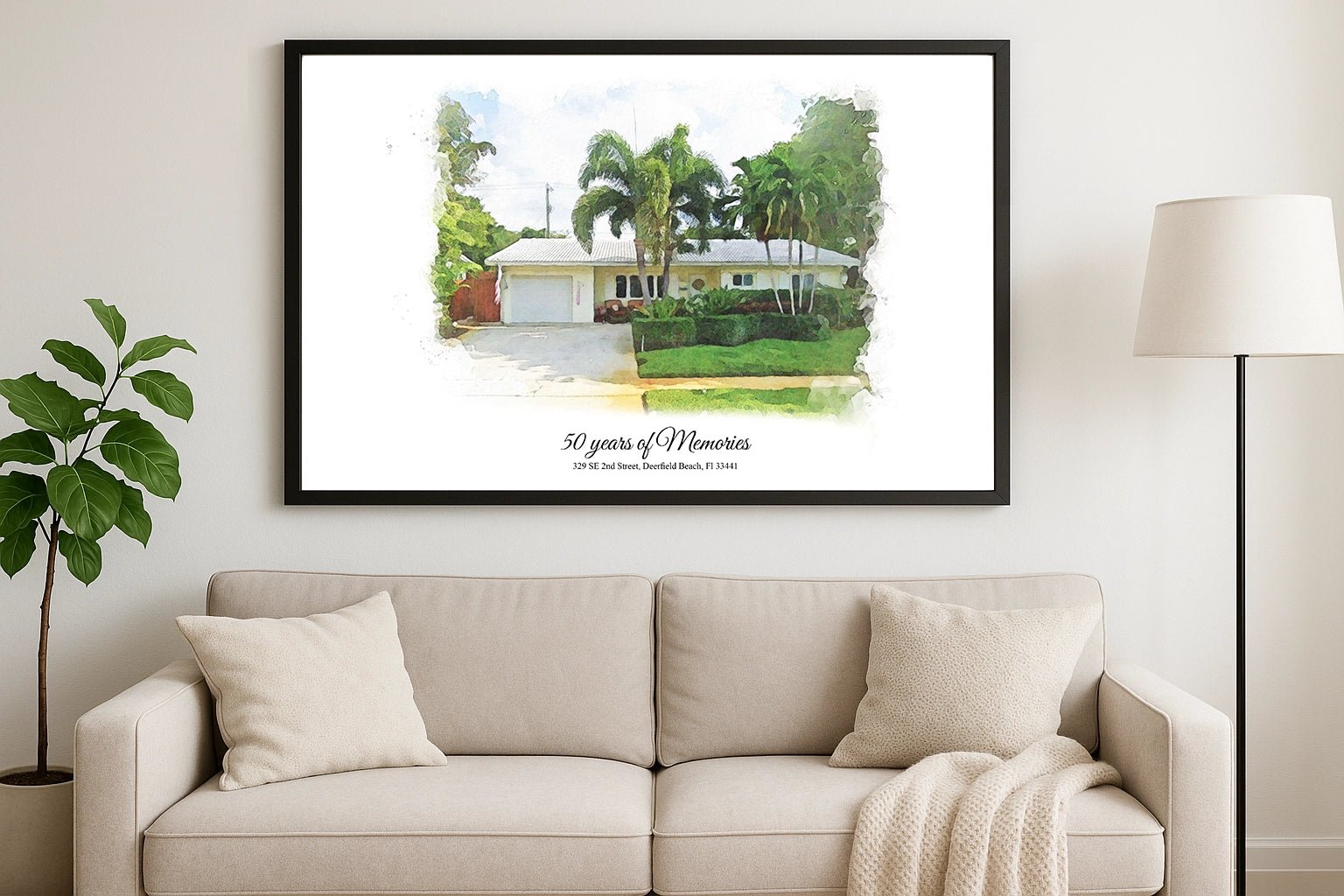 Custom Home Portrait Traditional Gift - Home Portrait - Canvas - Furr and Family