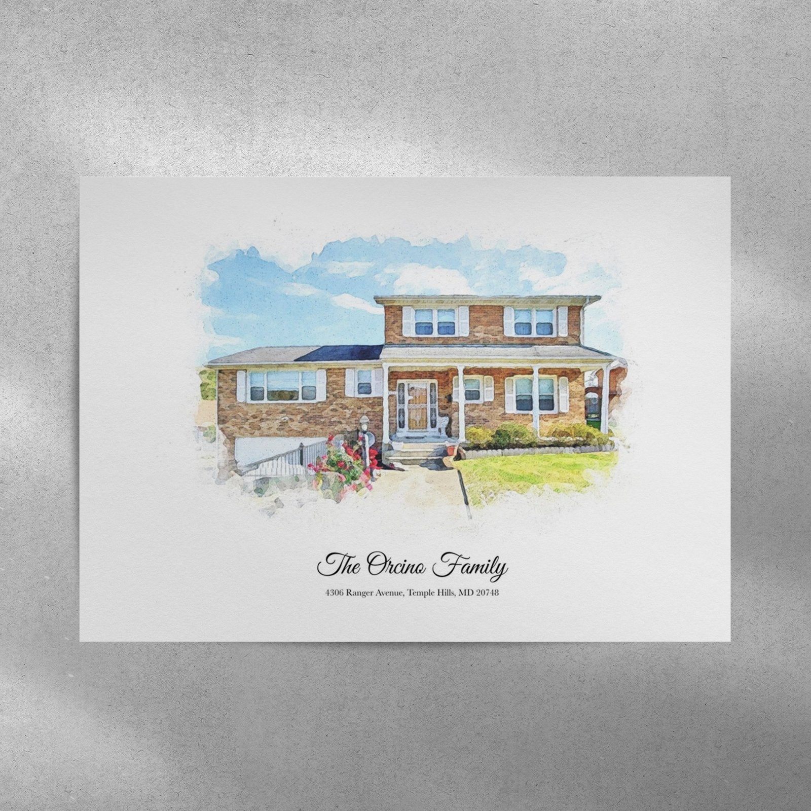 Custom Home Portrait Traditional Gift - Home Portrait - Canvas - Furr and Family