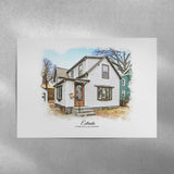 Custom Home Portrait Traditional Gift - Home Portrait - Canvas - Furr and Family